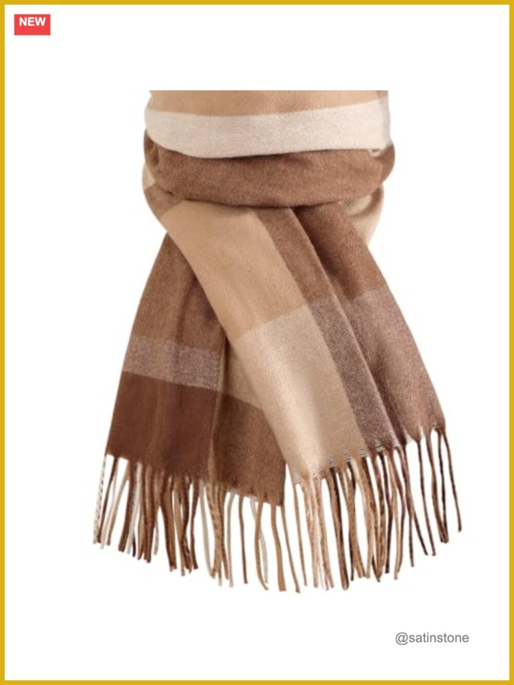 Women's Winter Plaid Blanket Scarf with Tassels, Pashmina Shawl Wrap
